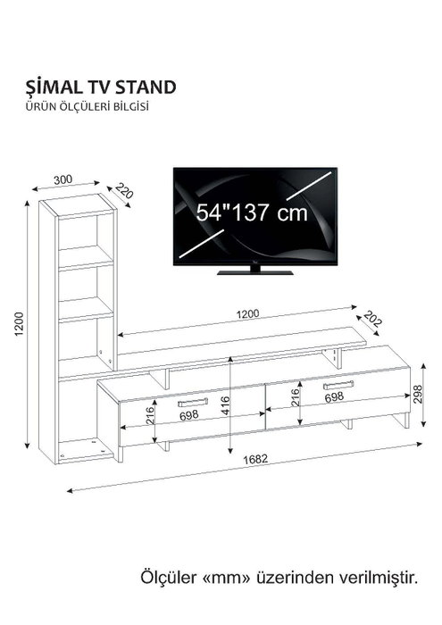 Hanah Home Mueble de TV Şimal - Blanco y Cordoba Hanah Home Mueble de TV Şimal - Blanco y Cordoba